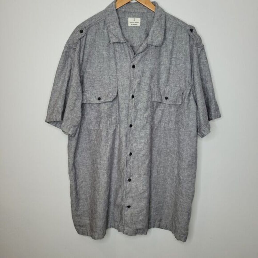 Mutual‎ Weave Shirt Men 3XLT Linen Short Sleeve Button Up